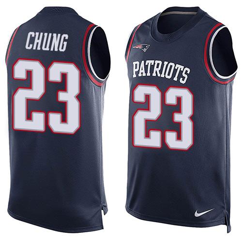 Nike Patriots #23 Patrick Chung Navy Blue Team Color Men's Stitched NFL Limited Tank Top Jersey - Click Image to Close